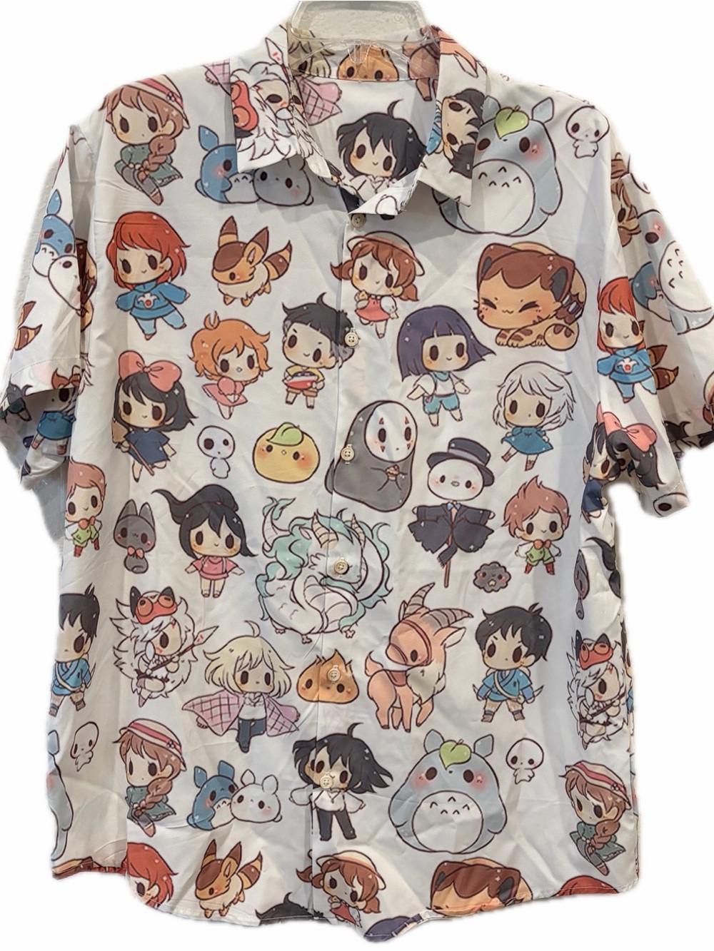 Chibi Miyazaki character button up collared shirt